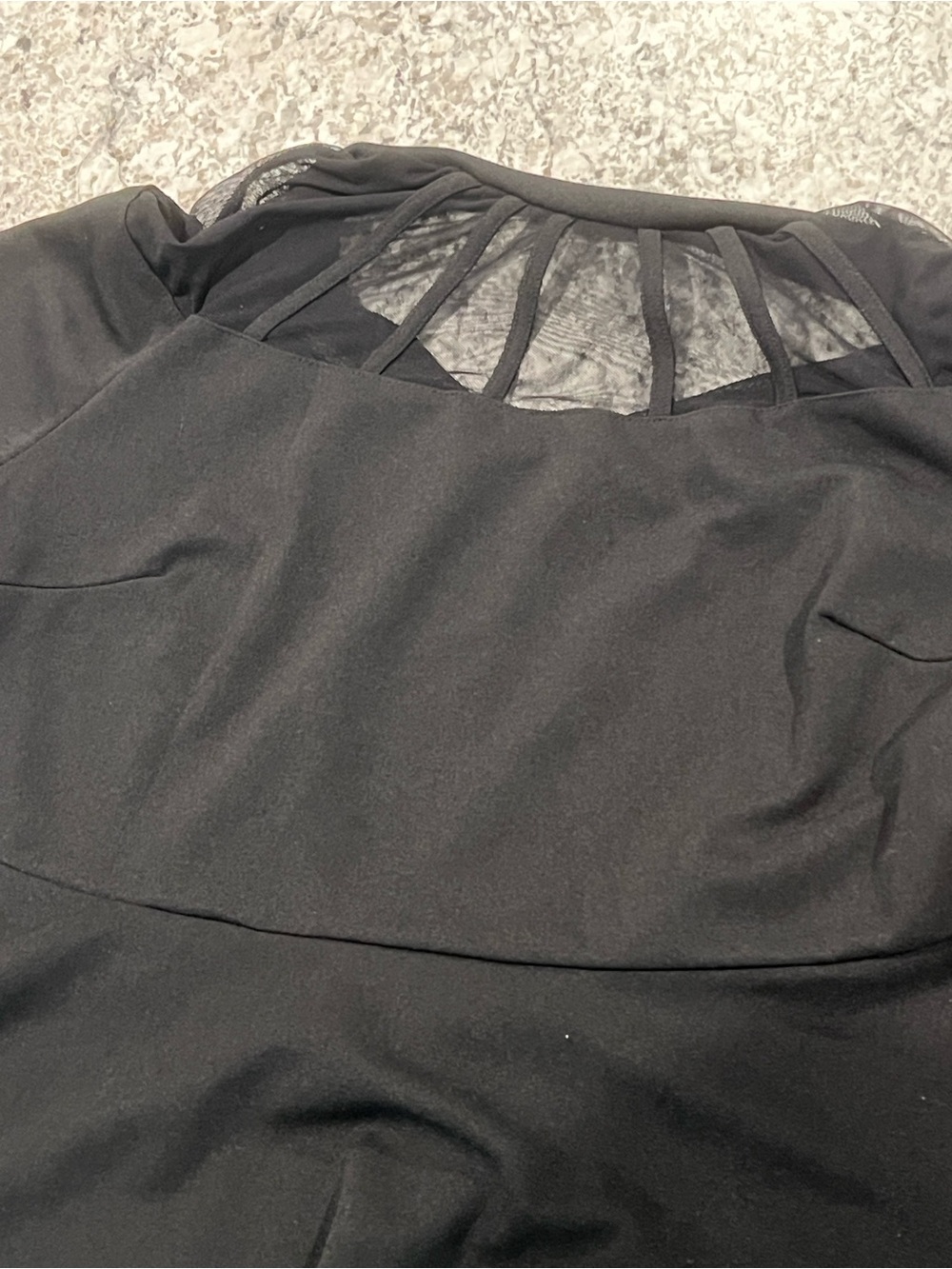 Women's Black High-Low Dress with Sheer Yoke